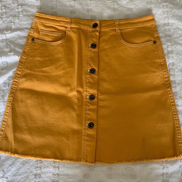 Dresses & Skirts - Yellow Jean Skirt with Raw Hem